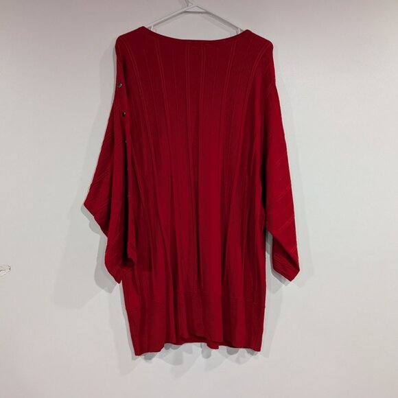 Cleo 3/4 Sleeve Batwing Striped Sweater Red Size XXL - Picture 6 of 6